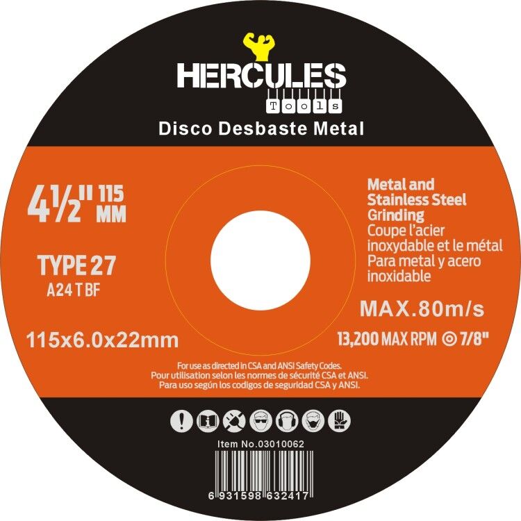Disco Metal 4 1/2 X 1/4"