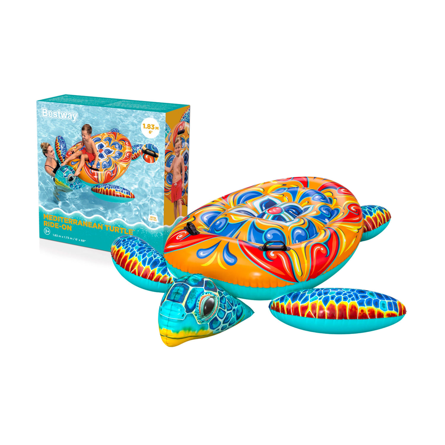FLOTADOR INFLABLE P_NIÑOS DISEÑO TORTUGA MULTICOLOR BESTWAY