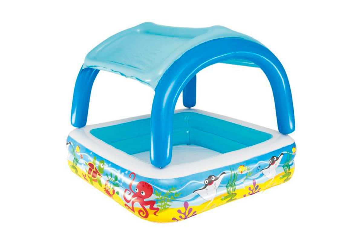 PISCINA INFLABLE CON TECHO CANOPY PLAY 1.40MX1.14M 2+ AÑOS