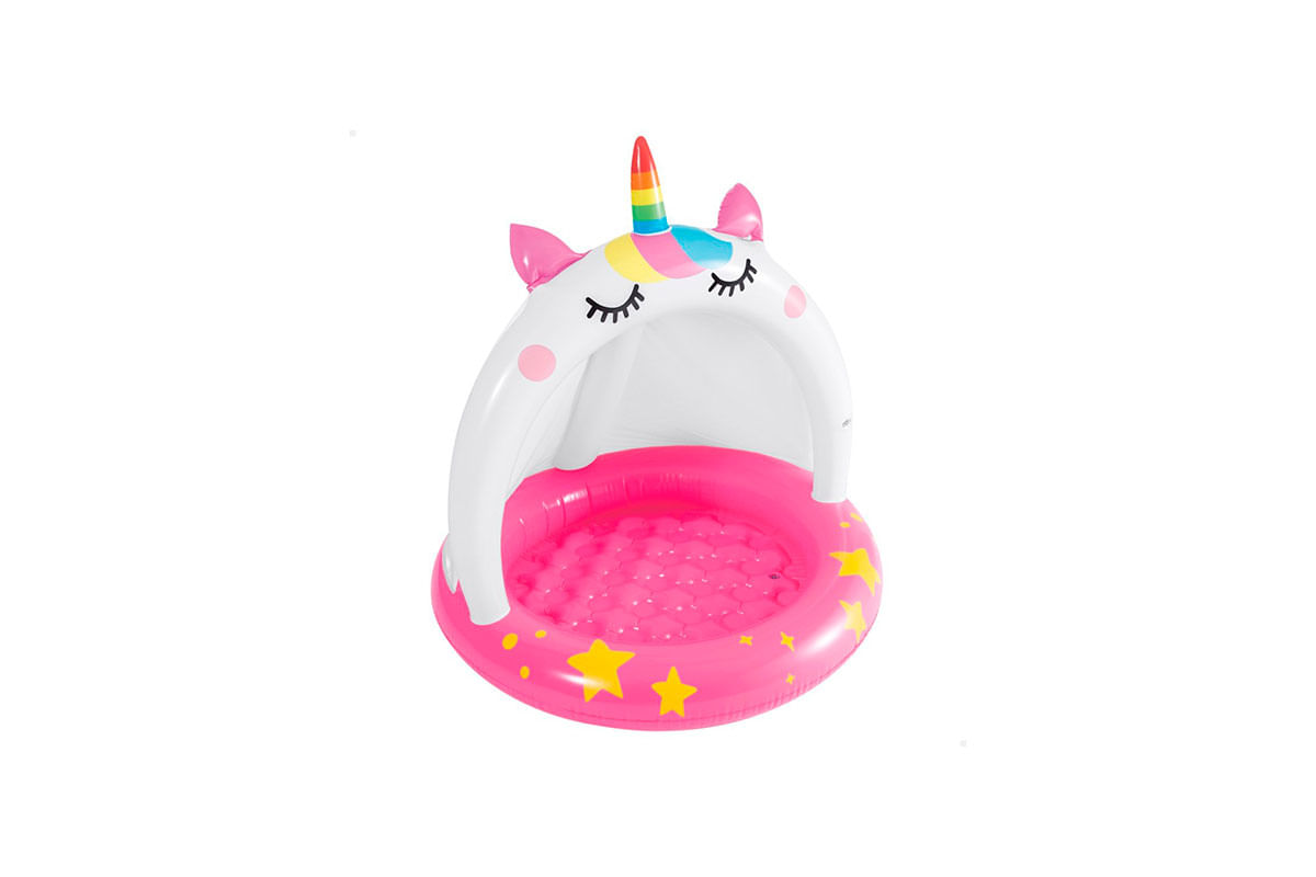 PISCINA INFLABLE INFANTIL UNICORNIO C_PARASOL 102X102 INTEX