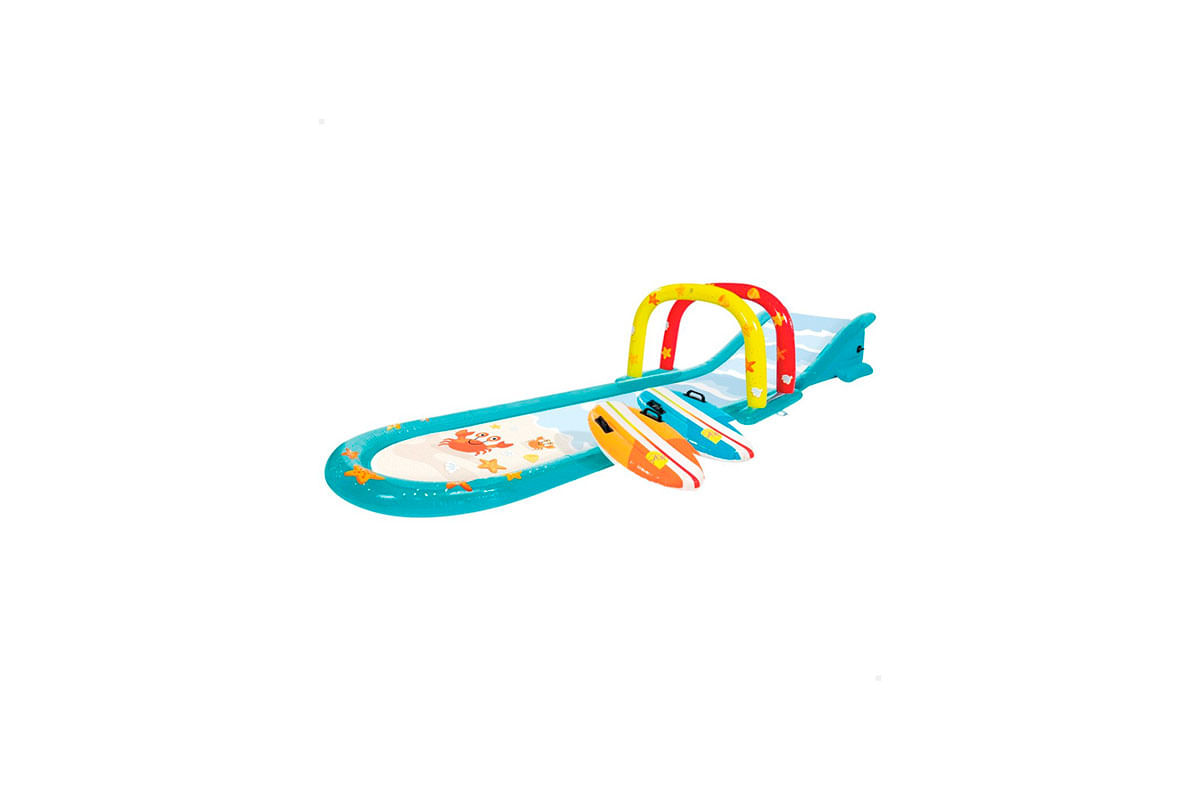 PISTA ACUATICA DESLIZANTE C_ROCIADOR Y TABLA SURF INTEX