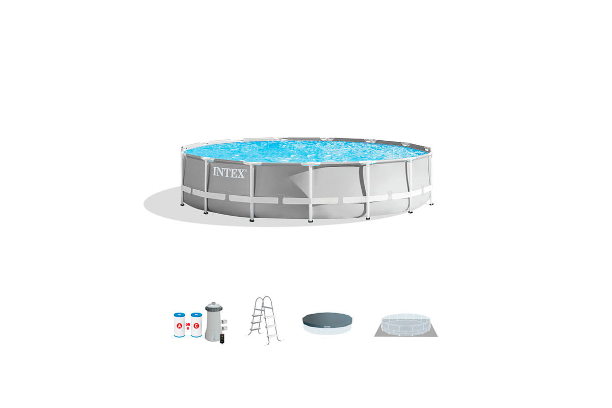 SET DE PISCINA REDONDA CON MARCO 15FT X 42IN GRIS INTEX