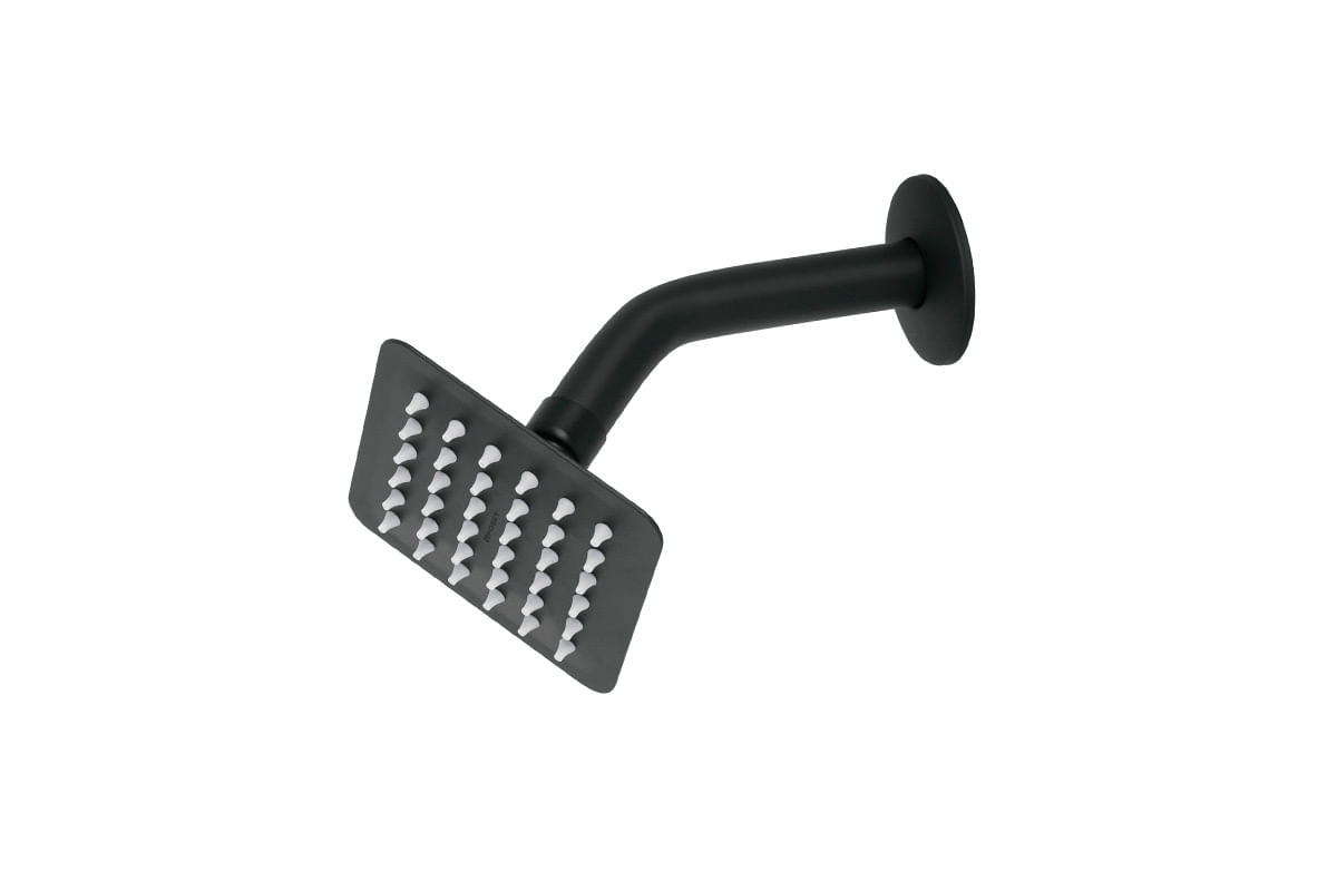 CABEZA DE DUCHA CUADRADA 4" ACERO NEGRO BRAZO Y FLANGE TUBIG FOSET