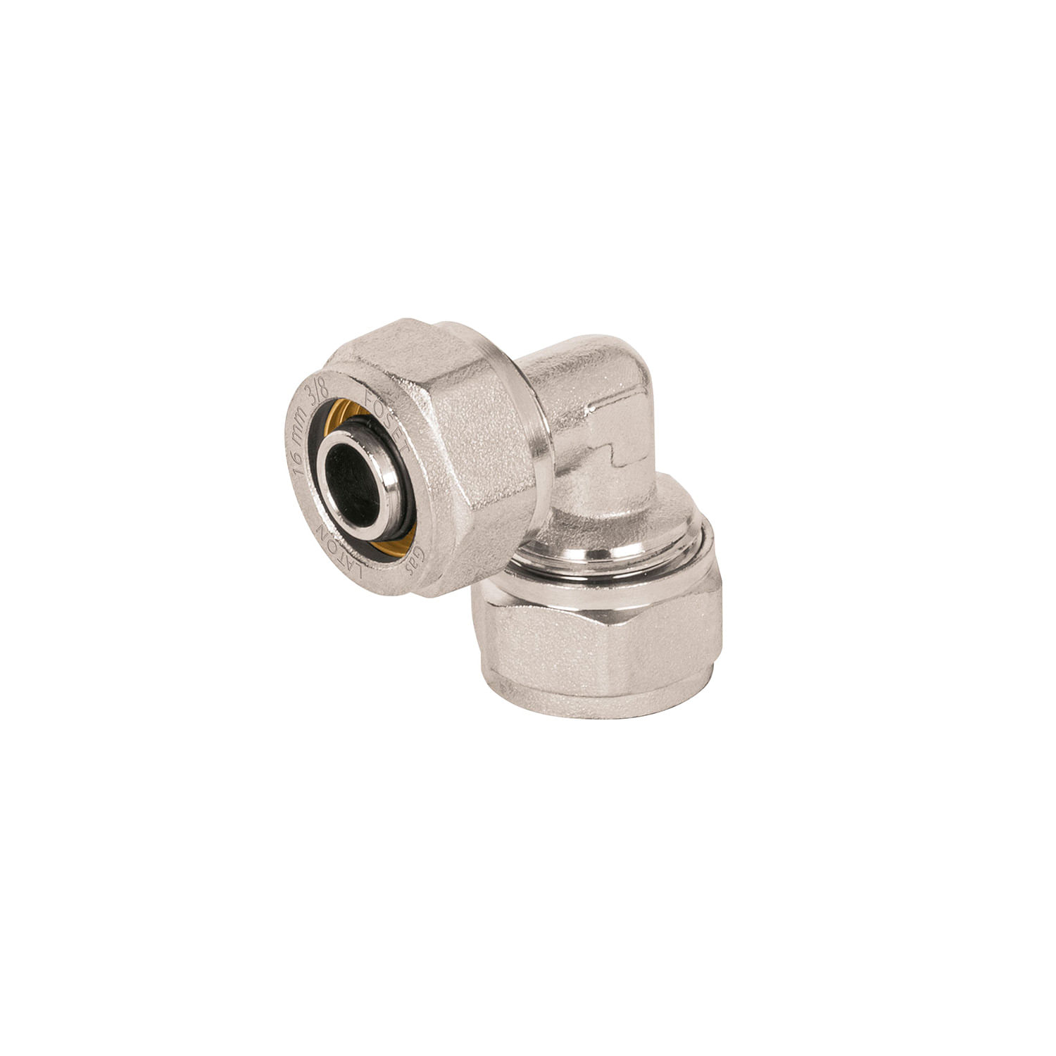 CODO PARA PEALPE 90 GRADOS 3/8" LATON NIQUELADO FOSET