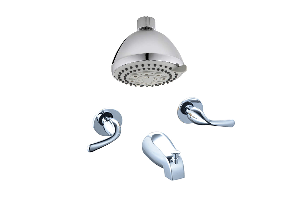 DUCHA Y LLAVE DOBLE MANIJA CON LAVA PIE SERENTY -AS