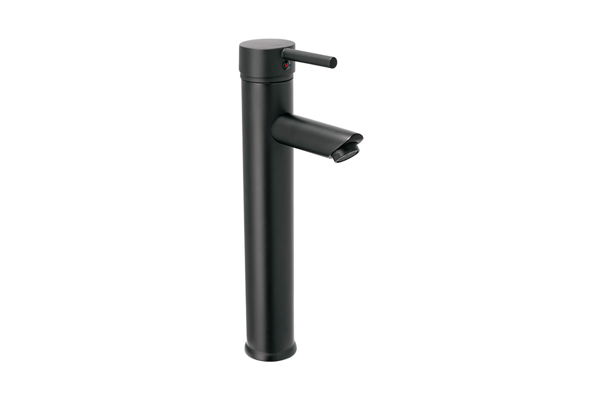 LLAVE PARA LAVAMANO MONOMANDO CUELLO ALTO NEGRO TUBIG FOSET