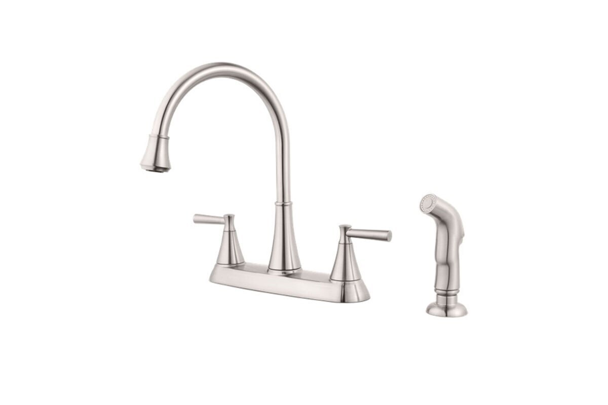 LLAVE PARA PANTRY DOBLE MANIJA CUELLO ALTO ROCIADOR CANTARA-PFISTER