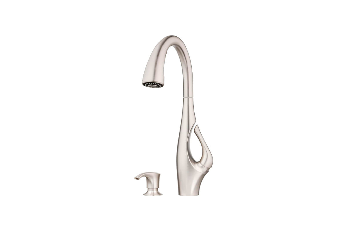 LLAVE PARA PANTRY MONOMANDO DE PALANCA EXTRAIBLE CON DISPENSADOR INDIRA SATIN