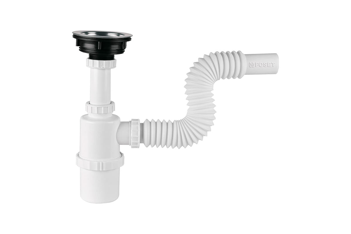TRAMPA PARA PANTRY 1-1/2" PVC CON CANASTA BLANCO FOSET